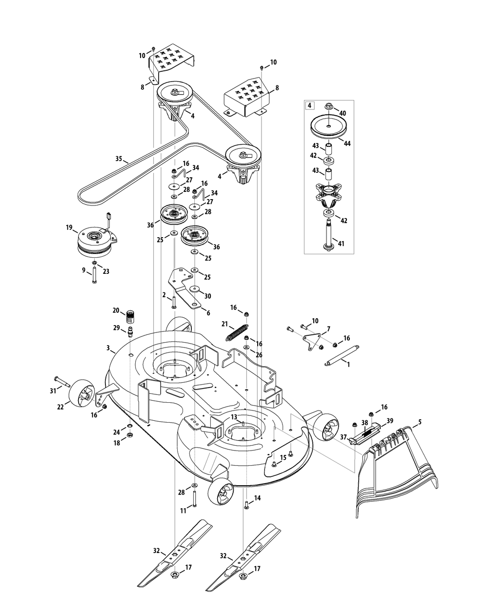 Mower Deck 46-Inch Diagram and Parts List for Z-FORCES46 (17AF5BHH-17AF5BHH010)(2011) Cub Cadet Lawn Tractor